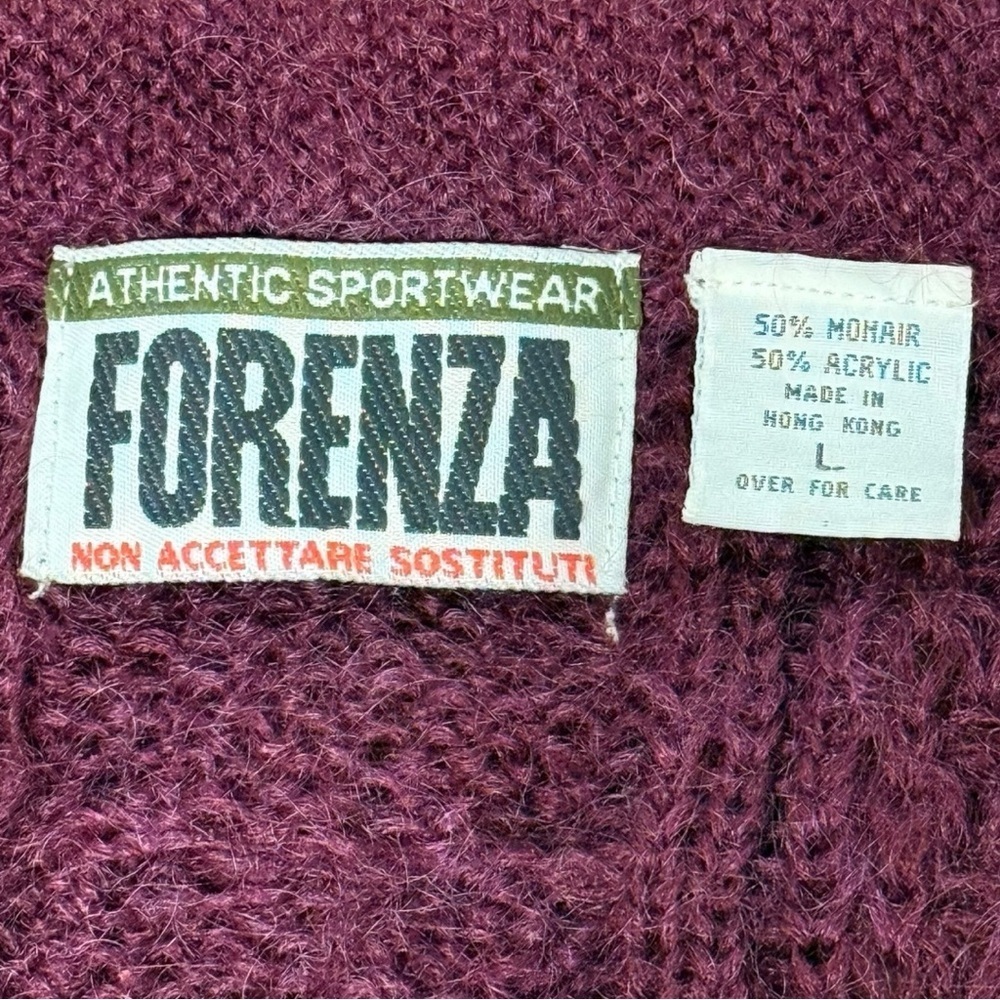 Vintage Forenza Mohair Blend Cardigan Sweater L Purple Berry Button Front - Picture 4 of 5